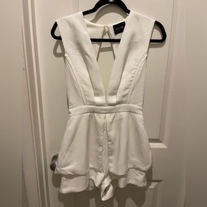 White low cut, backless romper